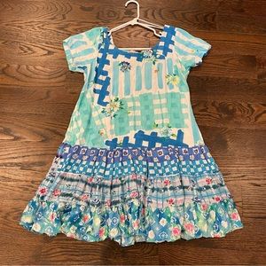 Jams Hattie Style! MEDIUM Vibrant aqua teal floral dress Tiny stain. See pic